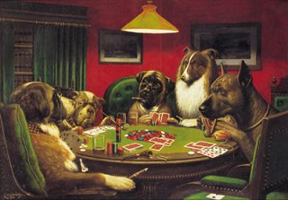 Cassius Marcellus Coolidge dog playing poker painting