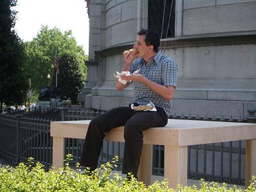 Mark Jenkins eating a frank